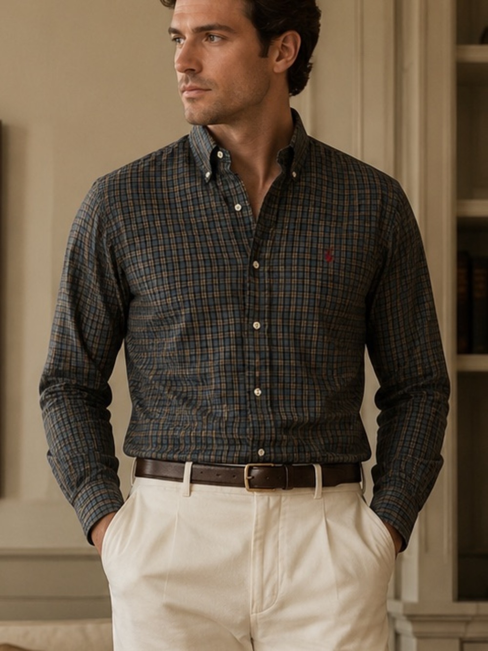 Ralph Lauren Men’s Plaid Longsleeve Buttondown Menswear Cotton Old Money America